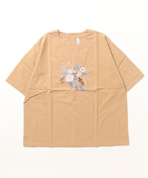 EMAGO フラワー刺繍5分袖ブラウス（シャツ/ブラウス）｜Emago