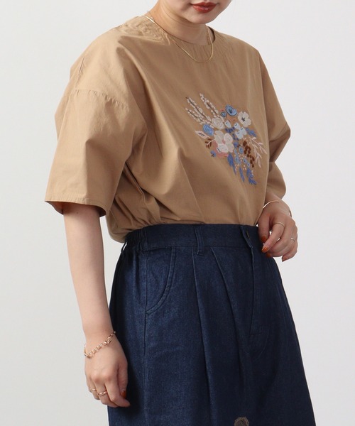 Emago(イマゴ)の「EMAGO フラワー刺繍5分袖ブラウス(シャツ/ブラウス・レディース・ホワイト/グリーン/ベージュ・FREE)」の15枚目の写真