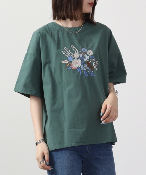 Emago(イマゴ)の「EMAGO フラワー刺繍5分袖ブラウス(シャツ/ブラウス・レディース・ホワイト/グリーン/ベージュ・FREE)」の20枚目の写真