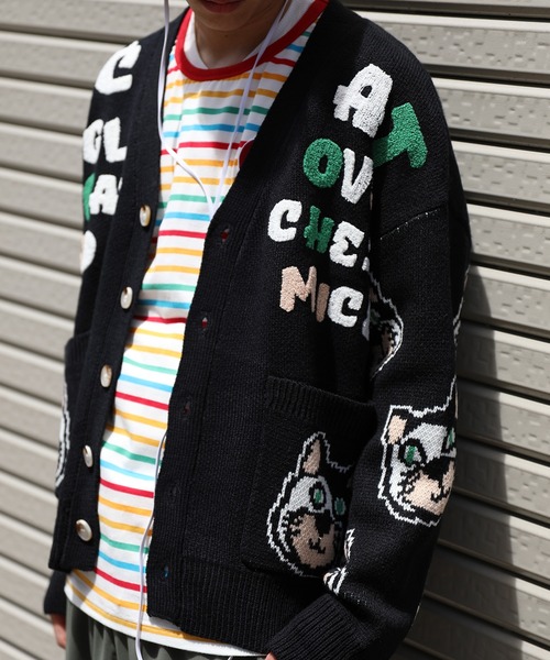 HOOK -original- 激カワ サガラ刺繍猫柄Vネックカーディガン