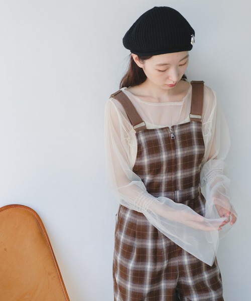 Kastane（カスタネ）の「ニットベレー帽（ハンチング/ベレー帽・レディース・チャコールグレー/ブラック/ブルー・FREE）」の11枚目の写真