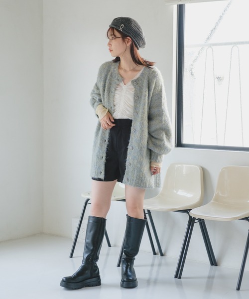 Kastane（カスタネ）の「ニットベレー帽（ハンチング/ベレー帽・レディース・チャコールグレー/ブラック/ブルー・FREE）」の6枚目の写真