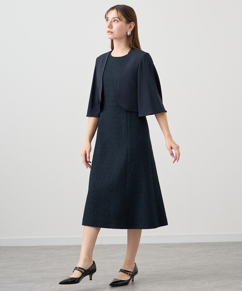 美品☆ANAYI バックサテンフレアスリーブボレロ 38 バックサテンフレアスリーブボレロ（カーディガン/ボレロ