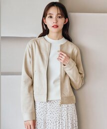 grove | もっちりソフトな風合いがやみつきマシュマロタッチスウェードジャケット(ノーカラージャケット)
