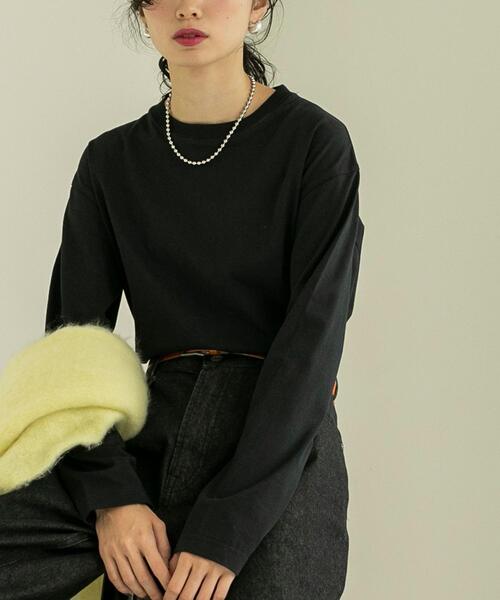 coen（コーエン）の「ベーシックロングスリーブTシャツ（Tシャツ/カットソー・レディース・ホワイト/ブラック・M/L）」の12枚目の写真