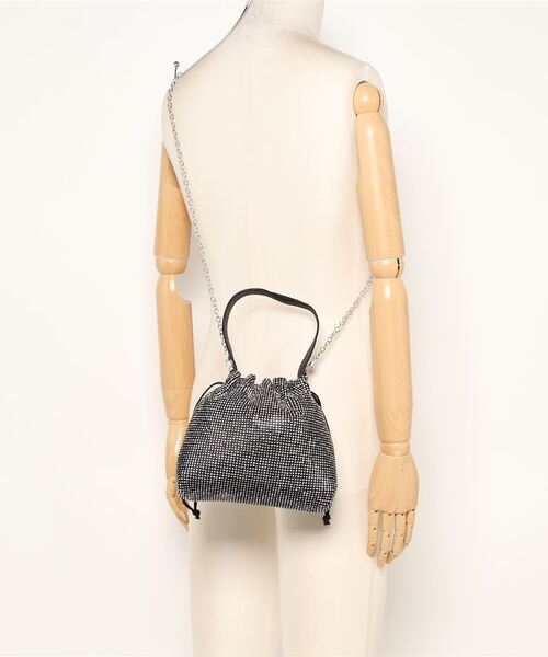 Settimissimo（セッティミッシモ）の「ラインストーン メタル 2WAY チェーン 斜め掛け　巾着バッグ（トートバッグ・レディース・ゴールド/ブラック・FREE）」の4枚目の写真