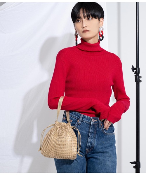 Settimissimo（セッティミッシモ）の「ラインストーン メタル 2WAY チェーン 斜め掛け　巾着バッグ（トートバッグ・レディース・ゴールド/ブラック・FREE）」の10枚目の写真