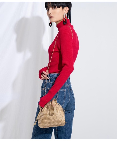 Settimissimo（セッティミッシモ）の「ラインストーン メタル 2WAY チェーン 斜め掛け　巾着バッグ（トートバッグ・レディース・ゴールド/ブラック・FREE）」の9枚目の写真