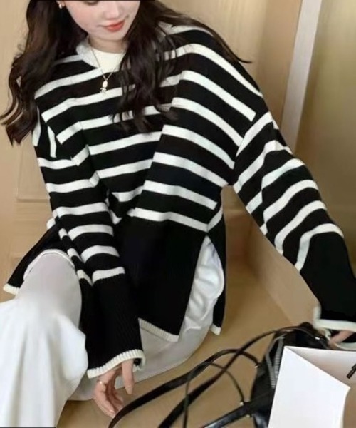 United store(ユナイテッドストア)の「ボーダールーズニットトップ(ニット/セーター・レディース・ブラック/ホワイト・FREE)」の20枚目の写真