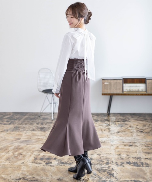 clear（クリア）の「クロップド丈ボウタイブラウス≪STAY MOTION≫（シャツ/ブラウス・レディース・オフホワイト/ブルー/ブラック・F）」の10枚目の写真