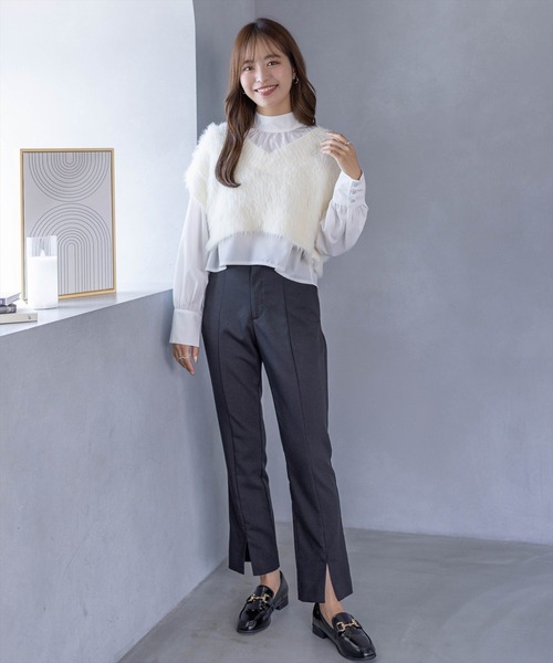 clear（クリア）の「クロップド丈ボウタイブラウス≪STAY MOTION≫（シャツ/ブラウス・レディース・オフホワイト/ブルー/ブラック・F）」の11枚目の写真