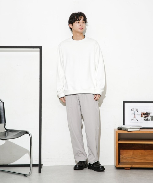 NANO universe（ナノユニバース）の「ダブルラインリブクルーネックスウェット（スウェット・メンズ・ネイビー/ホワイト/ブルーグリーン・M/S/L）」の8枚目の写真