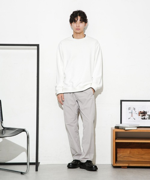 NANO universe（ナノユニバース）の「ダブルラインリブクルーネックスウェット（スウェット・メンズ・ネイビー/ホワイト/ブルーグリーン・M/S/L）」の10枚目の写真