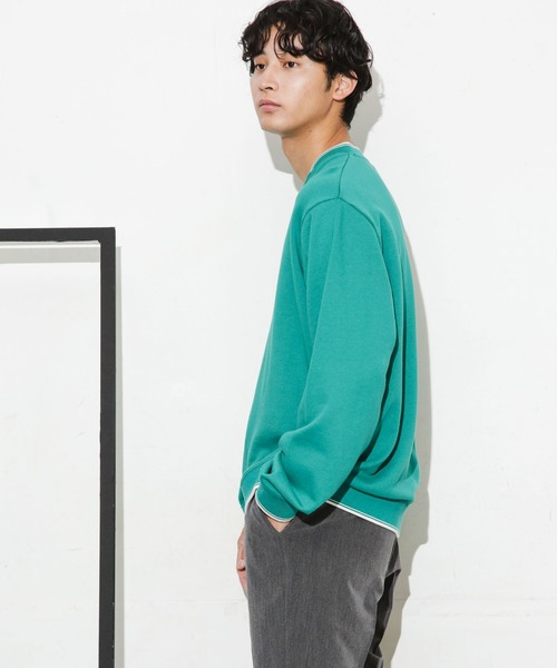 NANO universe（ナノユニバース）の「ダブルラインリブクルーネックスウェット（スウェット・メンズ・ネイビー/ホワイト/ブルーグリーン・M/S/L）」の15枚目の写真