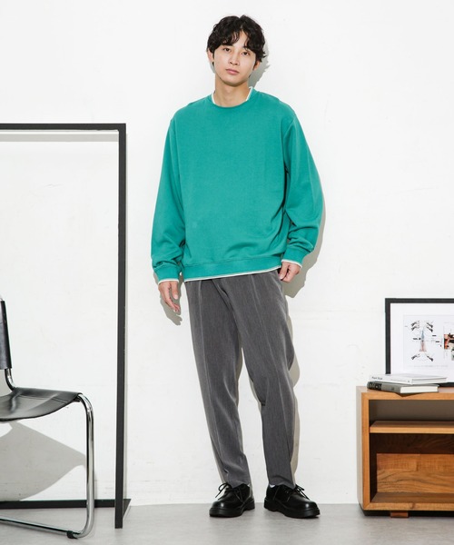 NANO universe（ナノユニバース）の「ダブルラインリブクルーネックスウェット（スウェット・メンズ・ネイビー/ホワイト/ブルーグリーン・M/S/L）」の16枚目の写真