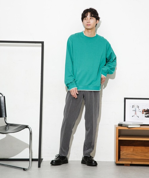 NANO universe（ナノユニバース）の「ダブルラインリブクルーネックスウェット（スウェット・メンズ・ネイビー/ホワイト/ブルーグリーン・M/S/L）」の17枚目の写真