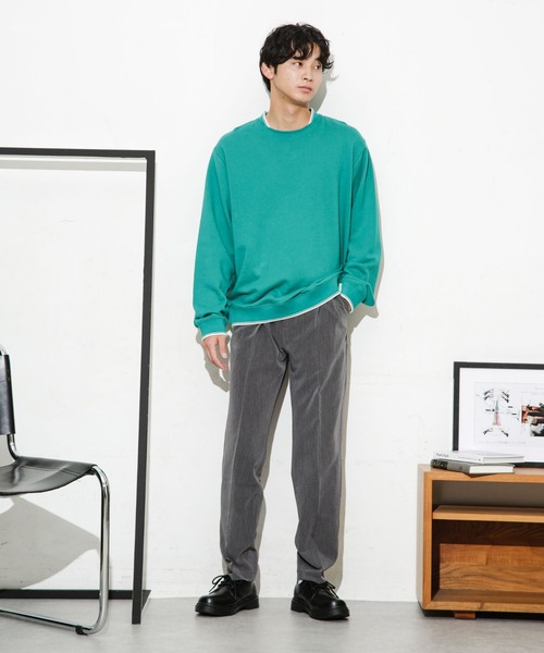 NANO universe（ナノユニバース）の「ダブルラインリブクルーネックスウェット（スウェット・メンズ・ネイビー/ホワイト/ブルーグリーン・M/S/L）」の18枚目の写真