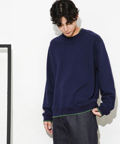 NANO universe（ナノユニバース）の「ダブルラインリブクルーネックスウェット（スウェット・メンズ・ネイビー/ホワイト/ブルーグリーン・M/S/L）」の20枚目の写真