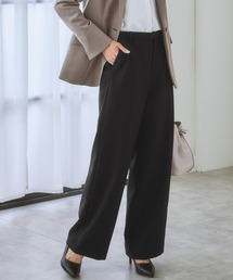 7days Life Styling(セブンデイズライフスタイリング)の【洗える・ストレッチ】セットアップ対応ウール調セミワイドパンツ(上下別売)(スーツパンツ)