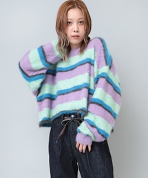 RNA | K2659 シャギーボーダーショート丈プルオーバー(ニット/セーター)