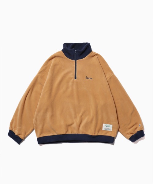 DISCUS ATHLETIC(ディスカス アスレチック)の「DISCUS ATHLETIC/ディスカス アスレチック フリースハーフPO ハーフジッププルオーバー(Tシャツ/カットソー・メンズ・キャメル/ネイビー/アイボリー/ブラック・M/L)」の2枚目の写真