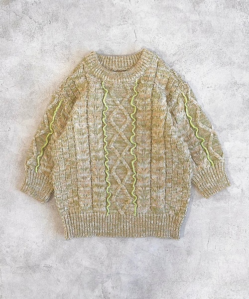 HOGAN RANCH WEAR(ホーガンランチウエア)の「【おうちで洗えるニット】メローミックスニットセーター(kids/S~LL)(ニット/セーター・キッズ・イエロー/ブラック・L/M/LL/S)」の2枚目の写真