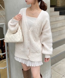 one after another NICE CLAUP | ケーブルカーディガン+ミニワンピースセット(ワンピース)