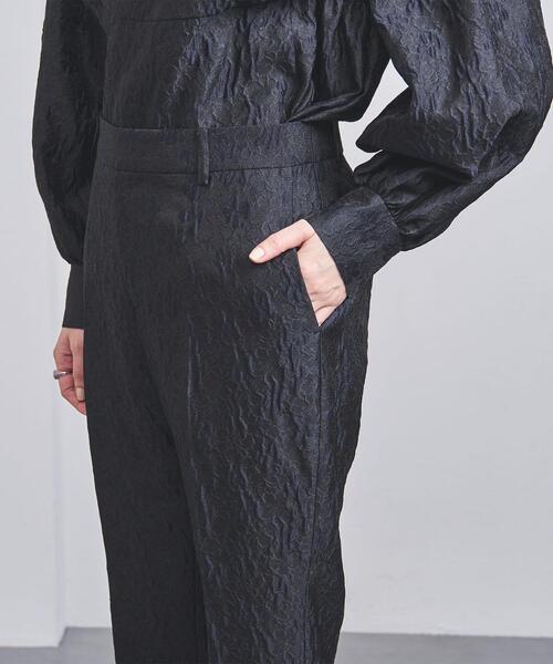 美品【ユナイテッドアローズ 】日本製　ジャガード総柄　ワイドパンツ　ブラック UNITED ARROWS（ユナイテッドアローズ）の「ツートーン ジャ