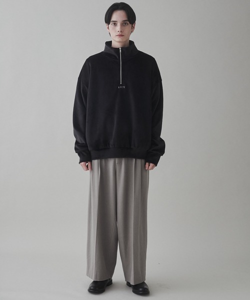 LUCY(ルーシー)の「LUCY/マイクロシャギーハーフジッププルオーバー(スウェット・メンズ・ブラック/ライトグレー・MEDIUM/LARGE)」の9枚目の写真
