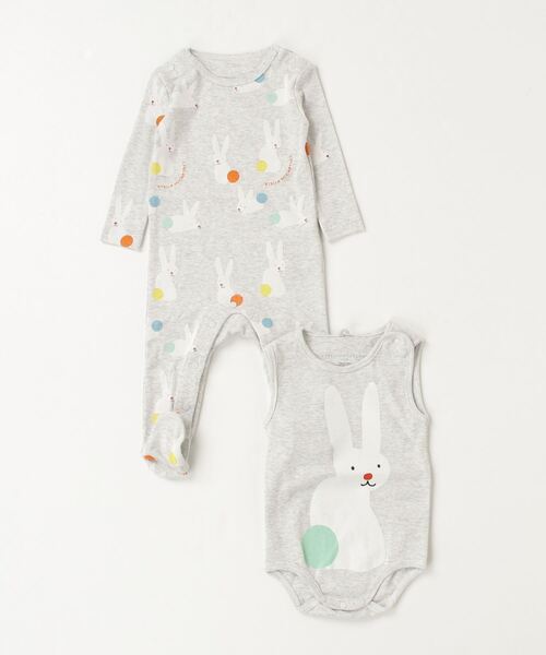 STELLA McCARTNEY(ステラマッカートニー)の「STELLA McCARTNEY (ステラマッカートニー) Baby アニマル長袖ロンパースセット(ロンパース・キッズ・ライトグレー・6M)」の2枚目の写真
