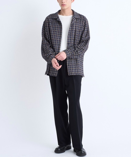 STUDIOUS(ステュディオス)の「ファンシーツィードシャツ(シャツ/ブラウス・メンズ・ネイビー/ブラック・1/2/3)」の19枚目の写真