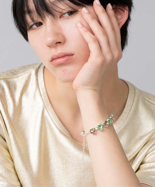 Casselini（キャセリーニ）の「Casselini(キャセリーニ)ハートビジューブレスレット（ブレスレット・レディース・ピンク/グリーン/クリア・FREE）」の5枚目の写真