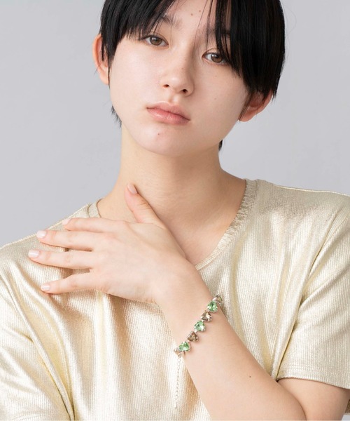 Casselini（キャセリーニ）の「Casselini(キャセリーニ)ハートビジューブレスレット（ブレスレット・レディース・ピンク/グリーン/クリア・FREE）」の6枚目の写真