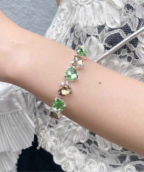 Casselini（キャセリーニ）の「Casselini(キャセリーニ)ハートビジューブレスレット（ブレスレット・レディース・ピンク/グリーン/クリア・FREE）」の7枚目の写真