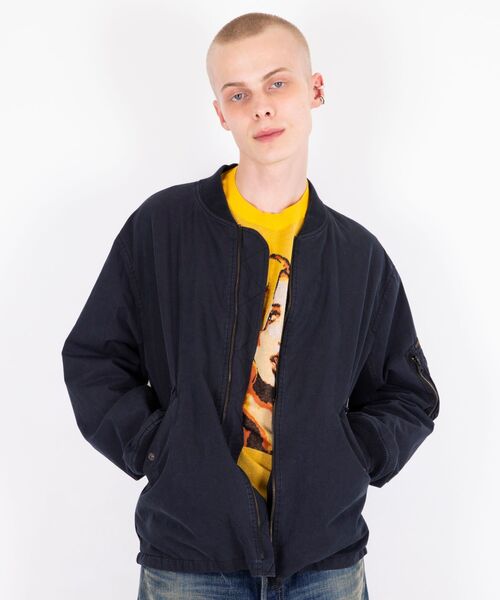 大きめサイズ ヒステリックグラマー スタンドカラー ダメージ加工 デニム