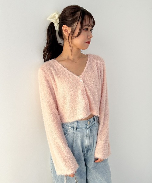 Heather（ヘザー）の「ラメフェザーショートカーディガン 105012