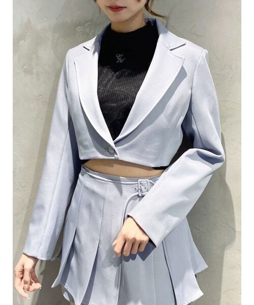 EATME(イートミー)の「テーラードショートジャケット(セットアップ可能)(テーラードジャケット・レディース・ブラック/グレー/イエロー/ブルー・FREE)」の4枚目の写真