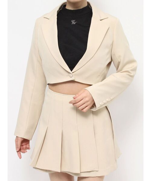 EATME(イートミー)の「テーラードショートジャケット(セットアップ可能)(テーラードジャケット・レディース・ブラック/グレー/イエロー/ブルー・FREE)」の5枚目の写真