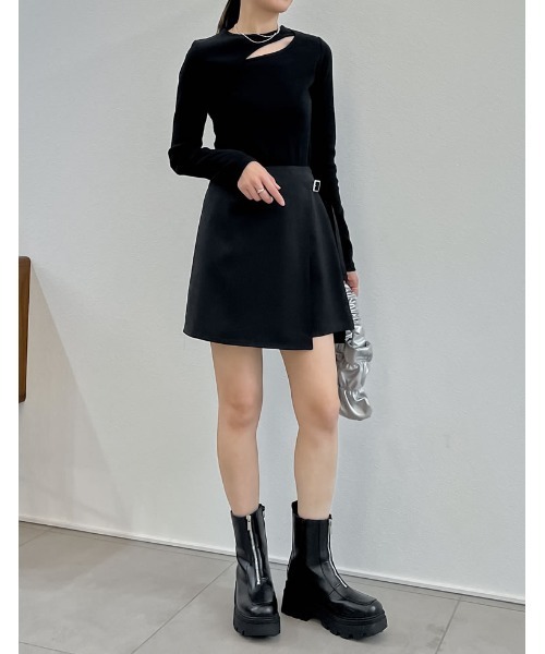 Re:EDIT(リエディ)の「ストレッチリブカットアウトデザイントップス(Tシャツ/カットソー・レディース・ブラック/グレー/ホワイト・LARGE/MEDIUM)」の6枚目の写真