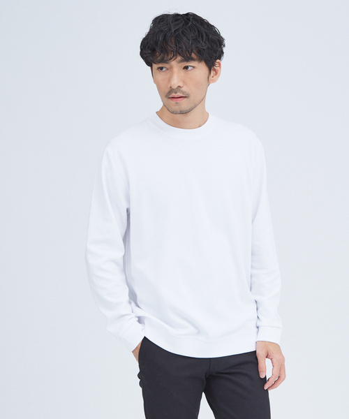 ABAHOUSE GRAY（アバハウスグレイ）の「【スムースタッチ】リブ付 長袖Tシャツ（Tシャツ/カットソー・メンズ・グレイッシュベージュ/ブラック/ホワイト/モカ/チャコールグレー・46/48）」の2枚目の写真