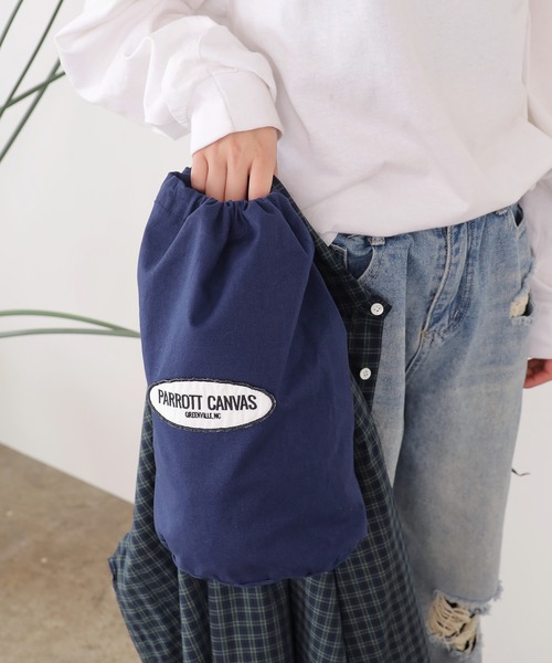 PARROTT CANVAS(パロットキャンバス)の「PARROTT CANVAS/パロットキャンバス SHOES BAG シューズバッグ 巾着バッグ(エコバッグ/サブバッグ・メンズ・キナリ/ネイビー・FREE)」の13枚目の写真