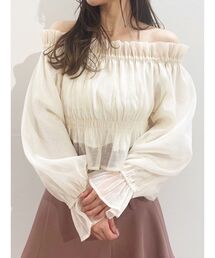 MERCURYDUO | 【小澤美里コラボ】2WAYオフショルシャーリングクロプドブラウス(シャツ/ブラウス)