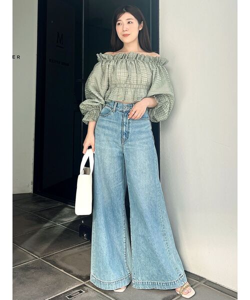 MERCURYDUO（マーキュリーデュオ）の「2WAYオフショルシャーリングクロプドブラウス（シャツ/ブラウス・レディース・ブラック/アイボリー/カーキ/ラベンダー・FREE）」の15枚目の写真