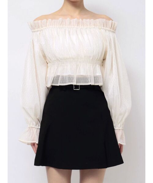 MERCURYDUO（マーキュリーデュオ）の「2WAYオフショルシャーリングクロプドブラウス（シャツ/ブラウス・レディース・ブラック/アイボリー/カーキ/ラベンダー・FREE）」の17枚目の写真