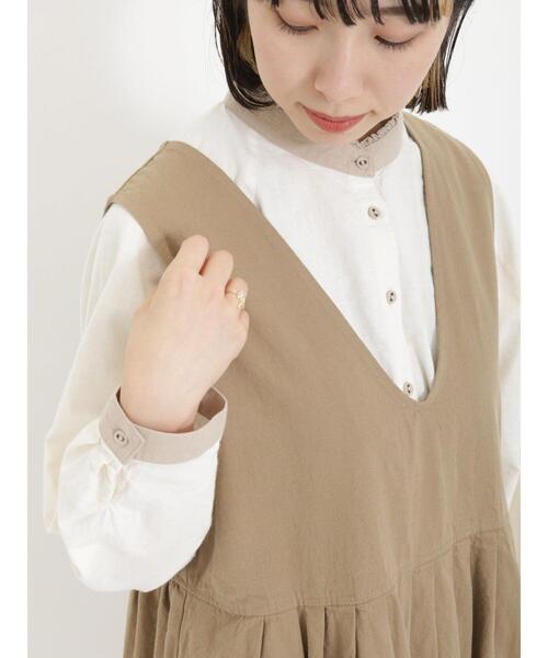 Samansa Mos2（サマンサ モスモス）の「クレリックギャザーブラウス（シャツ/ブラウス・レディース・ベージュ/ブルー/キナリ・F）」の2枚目の写真