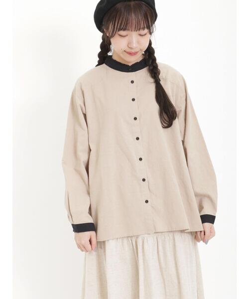 Samansa Mos2（サマンサ モスモス）の「クレリックギャザーブラウス（シャツ/ブラウス・レディース・ベージュ/ブルー/キナリ・F）」の14枚目の写真