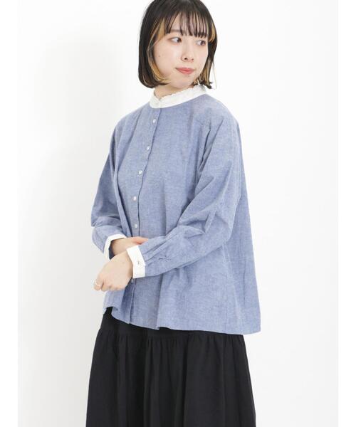 Samansa Mos2（サマンサ モスモス）の「クレリックギャザーブラウス（シャツ/ブラウス・レディース・ベージュ/ブルー/キナリ・F）」の16枚目の写真
