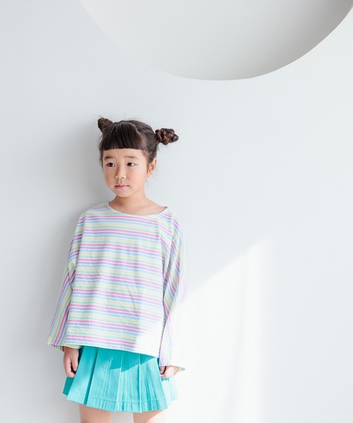 LOWRYS FARM（ローリーズファーム）の「ボーダードルマンロングスリーブ　100810（Tシャツ/カットソー・キッズ・パープル/マルチ/イエロー・150cm/140cm/120cm/110cm/130cm）」の19枚目の写真