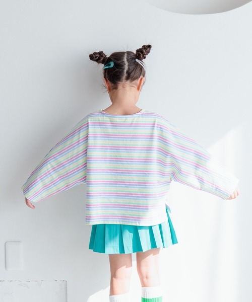 LOWRYS FARM（ローリーズファーム）の「ボーダードルマンロングスリーブ　100810（Tシャツ/カットソー・キッズ・パープル/マルチ/イエロー・150cm/140cm/120cm/110cm/130cm）」の21枚目の写真