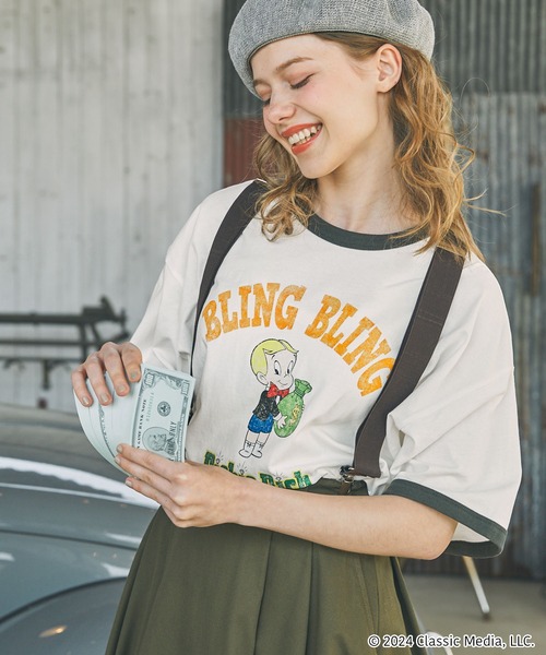 MONO-MART LADY'S(モノマートレディース)の「【CASPER / Richie Rich / FELIX】別注ヴィンテージ加工 グラフィックプリント半袖Tシャツ(Tシャツ/カットソー・レディース・グレー系1/ワイン/グリーン系1/チャコールグレー/ネイビー/ネイビー系1/ワイン系1/グレー系2/グレー系3/ブラック/グレー系4/ネイビー系2/ワイン系2/ネイビー系3・FREE)」の6枚目の写真